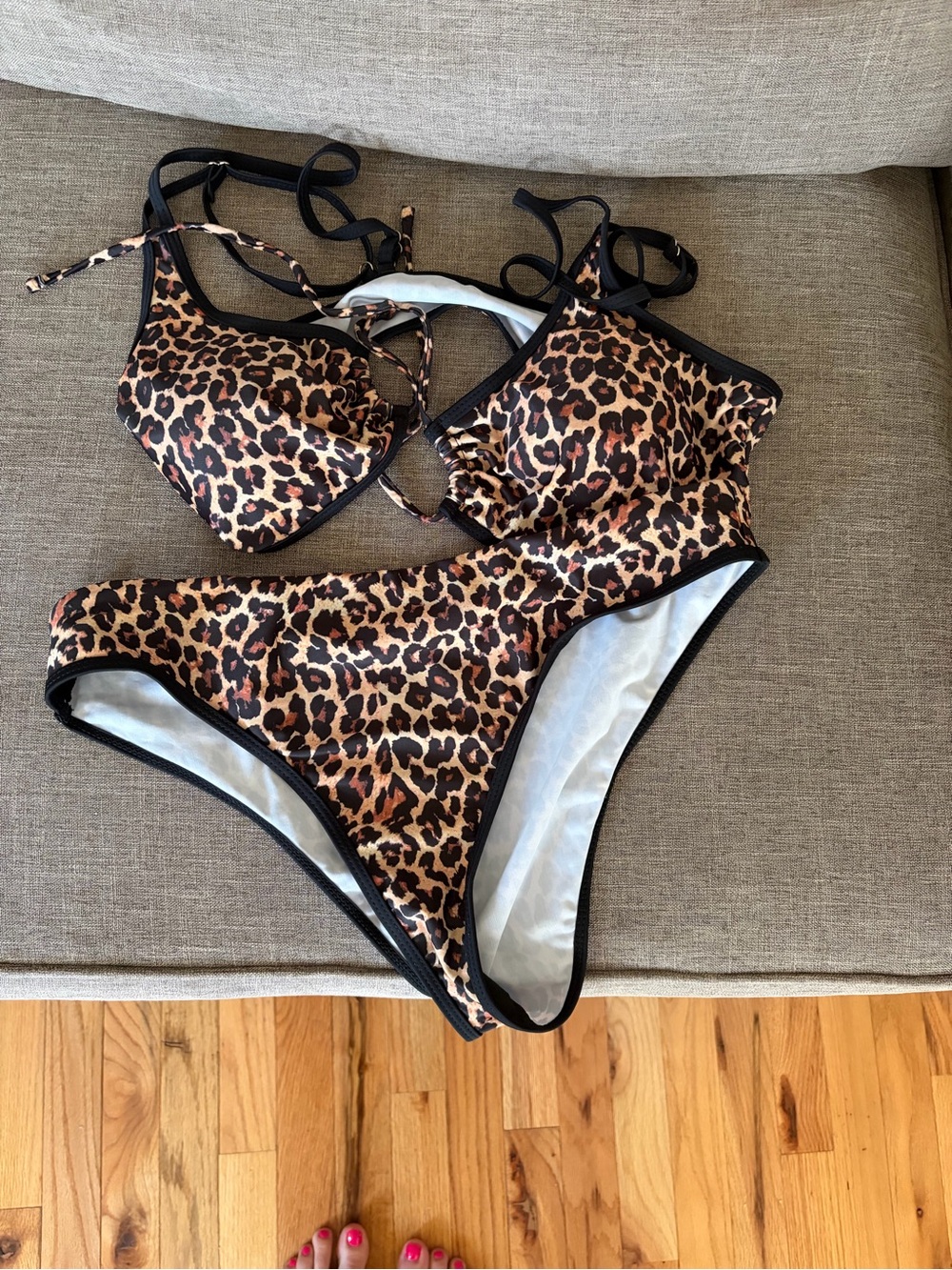 Leopard Print Kids One-Piece Swimsuit - Brown/Black